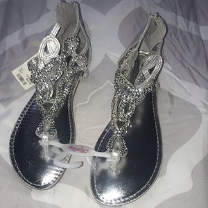NWT justice silver sandals